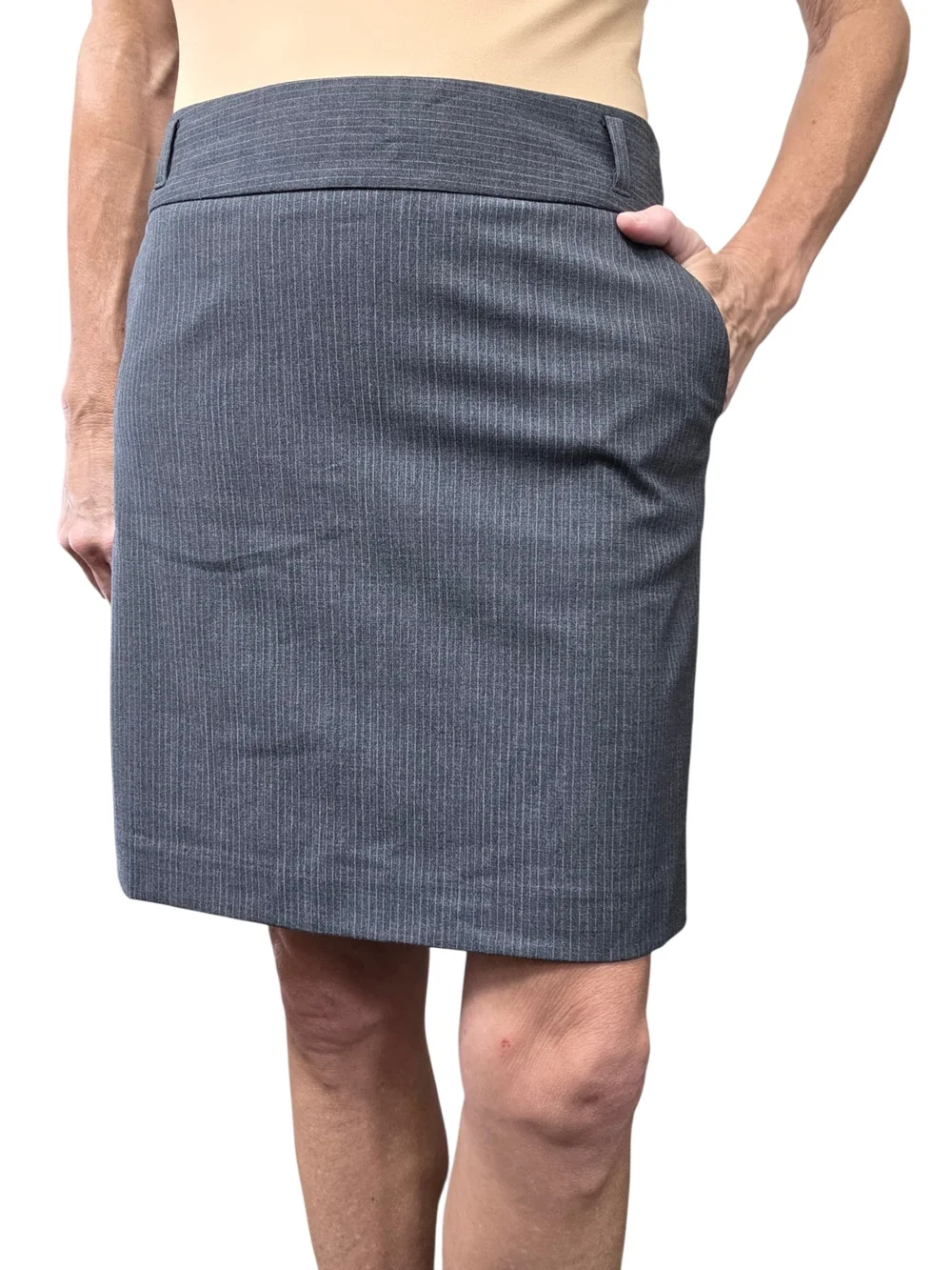 Y2K Banana Republic Virgin Wool Pinstripe Pencil Skirt Petite 2